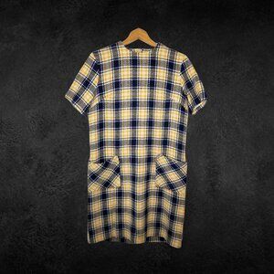Vintage 1960s-1970s Carol Brent Plaid Shift Jumper Dress